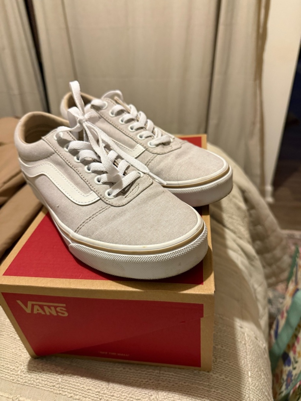 Vans Beige Canvas Old Skool Low-Top Sneakers